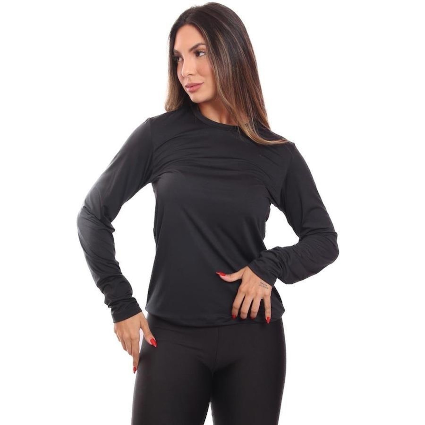 Kit de Camisas Térmica Adriben Manga Longa Dry Fit com Proteção Solar - 8 Unidades - Feminina - Foto 4