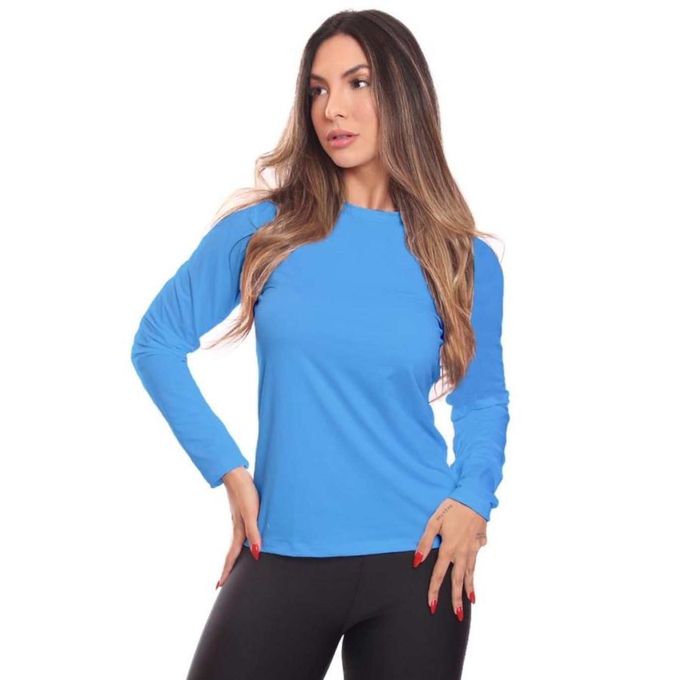 Kit de Camisas Térmica Adriben Manga Longa Dry Fit com Proteção Solar - 8 Unidades - Feminina - Foto 5