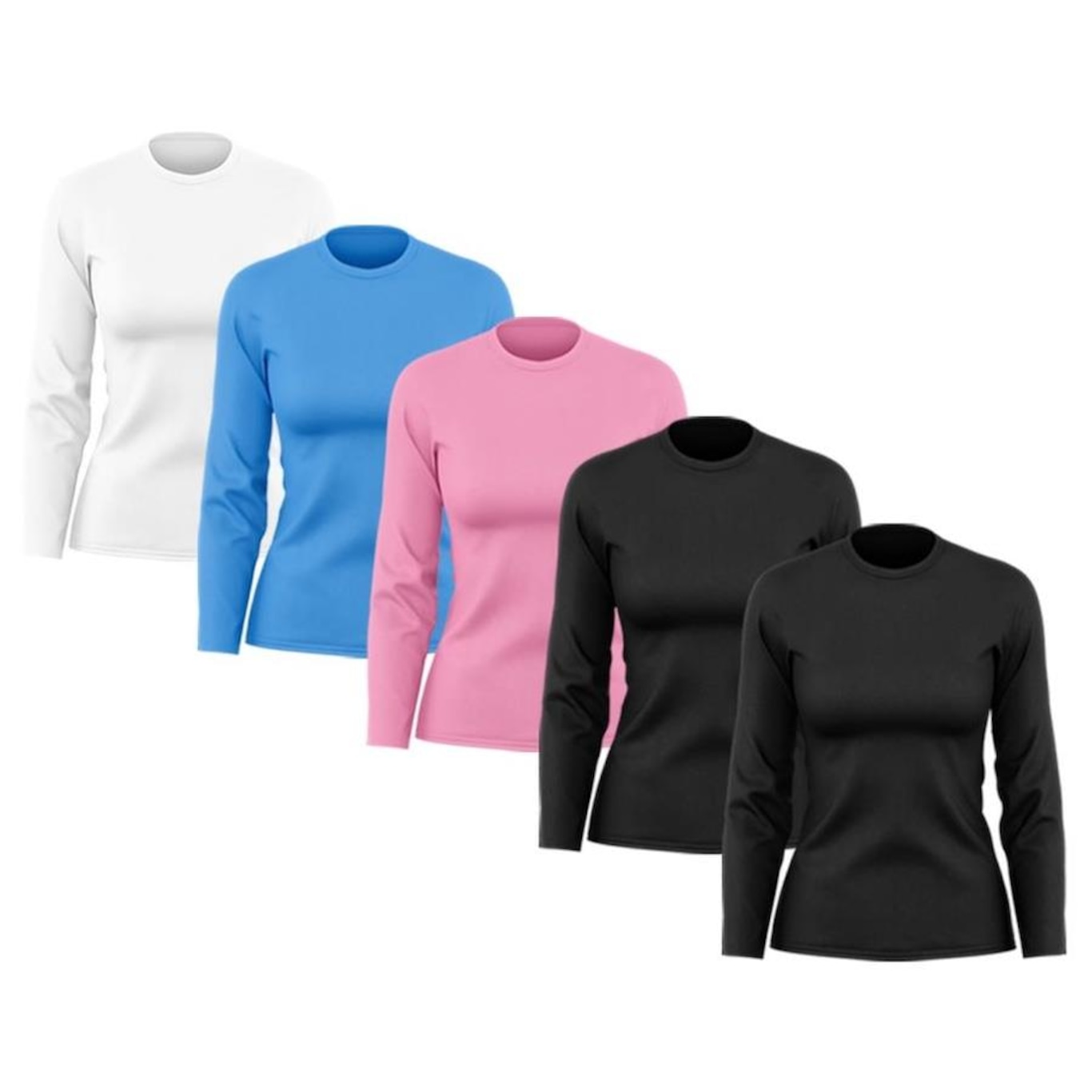 Kit de Camisas Térmica Adriben Dry Fit Manga Longa com Proteção Solar - 5 Unidades - Feminino - Foto 1