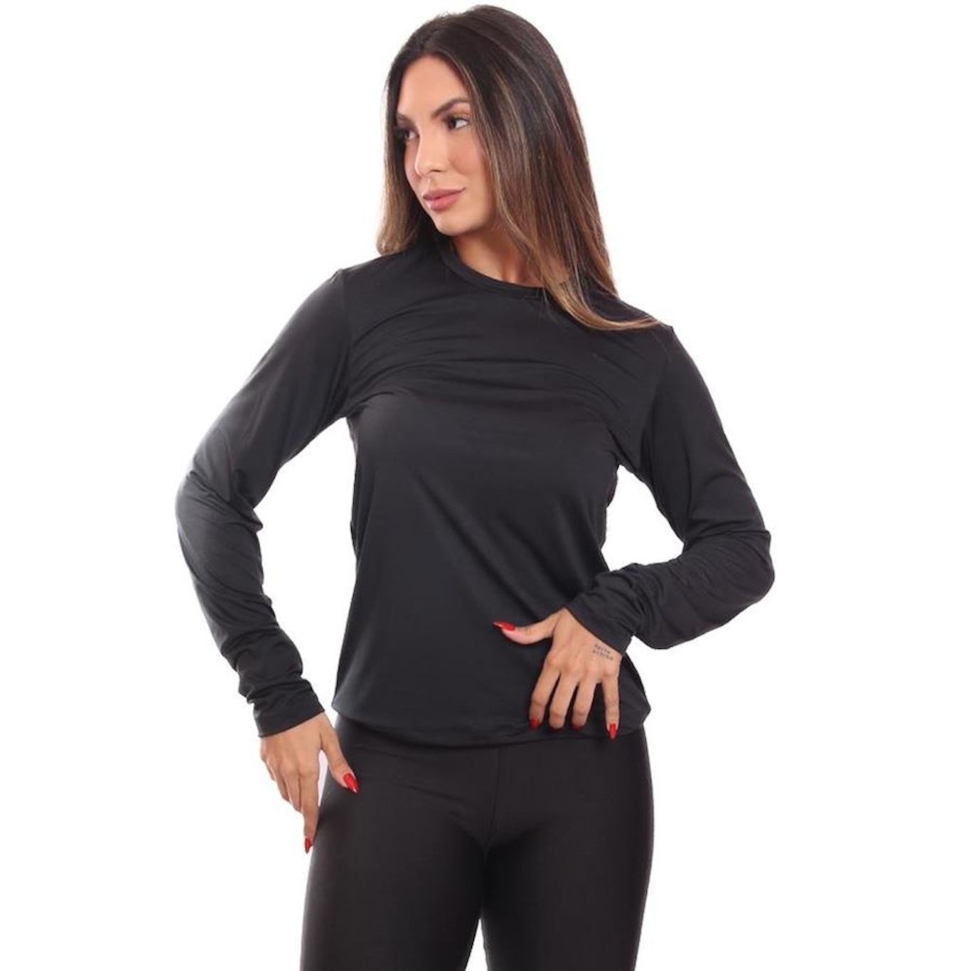 Kit de Camisas Térmica Adriben Dry Fit Manga Longa com Proteção Solar - 5 Unidades - Feminino - Foto 2