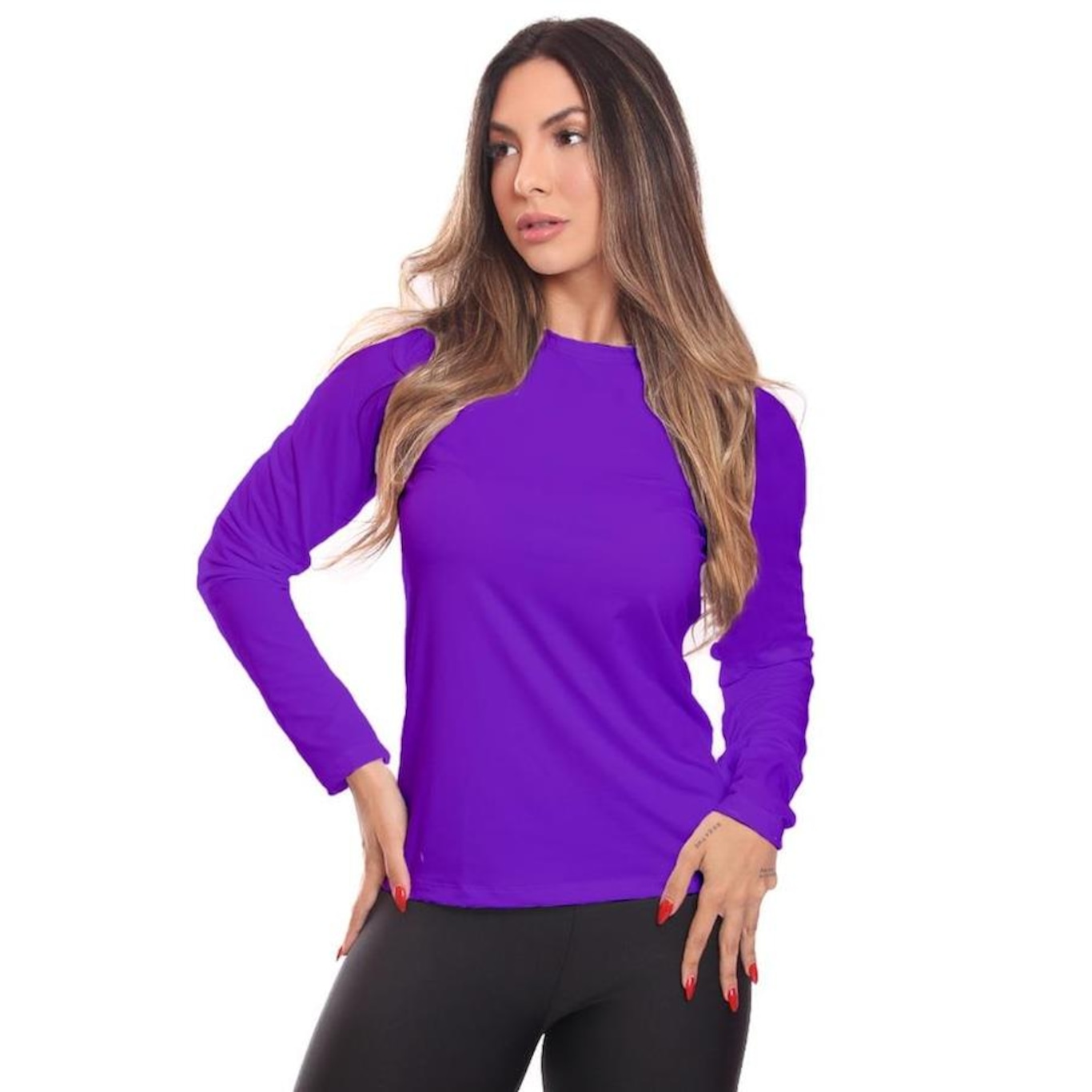 Kit de Camisas Térmica Adriben Dry Fit Manga Longa com Proteção Solar - 5 Unidades - Feminino - Foto 6