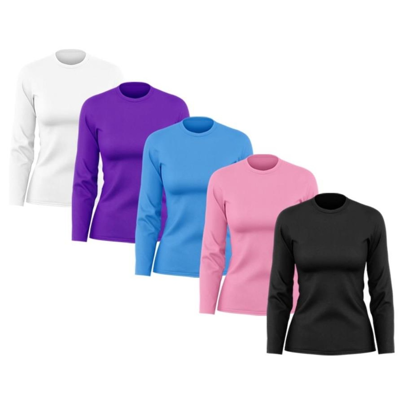 Kit de Camisas Térmica Adriben Dry Fit Manga Longa com Proteção Solar - 5 Unidades - Feminino - Foto 1