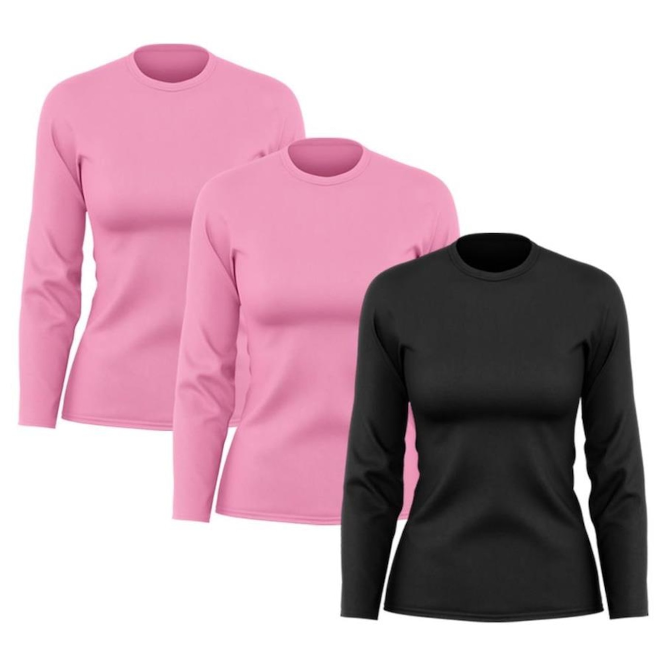 Kit de Camisas Térmica Adriben Dry Fit Manga Longa com Proteção Solar - 3 Unidades - Feminino - Foto 1