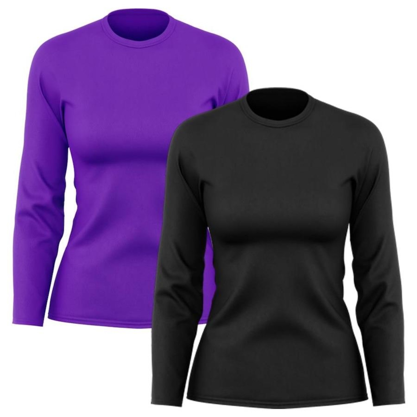 Kit de Camisas Térmica Adriben Dry Fit Manga Longa com Proteção Solar - 2 Unidades - Feminino - Foto 1