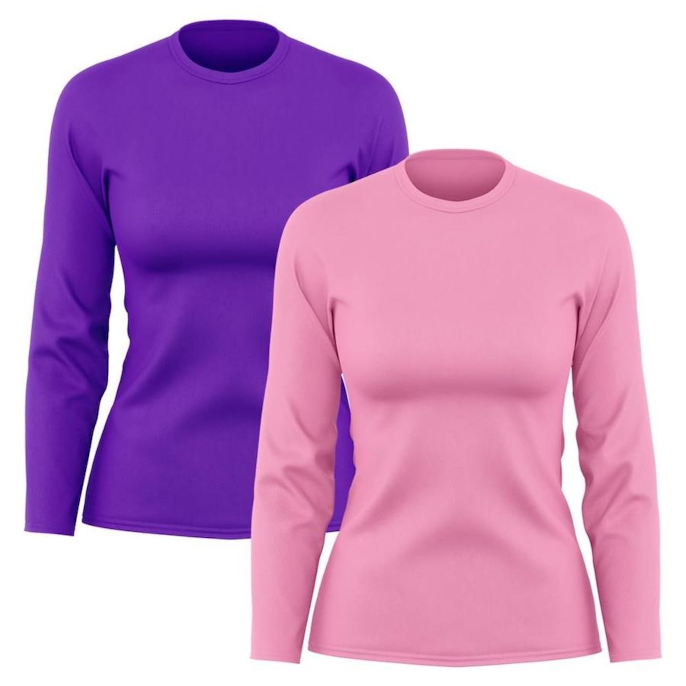 Kit de Camisas Térmica Adriben Dry Fit Manga Longa com Proteção Solar - 2 Unidades - Feminino - Foto 1