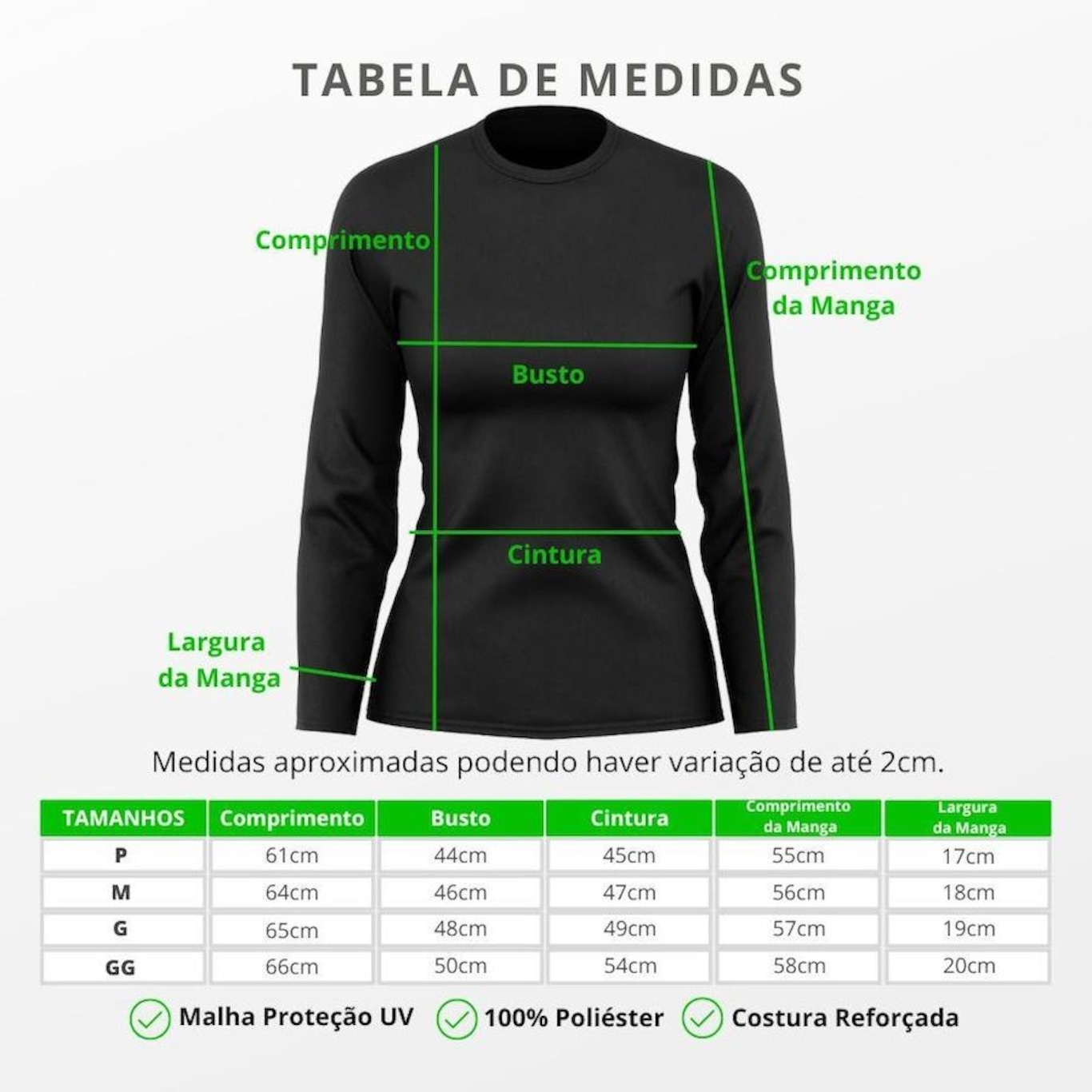 Camiseta Adriben Dry Fit Proteção Solar Uv Térmica Academia Manga Longa - Feminina - Foto 3