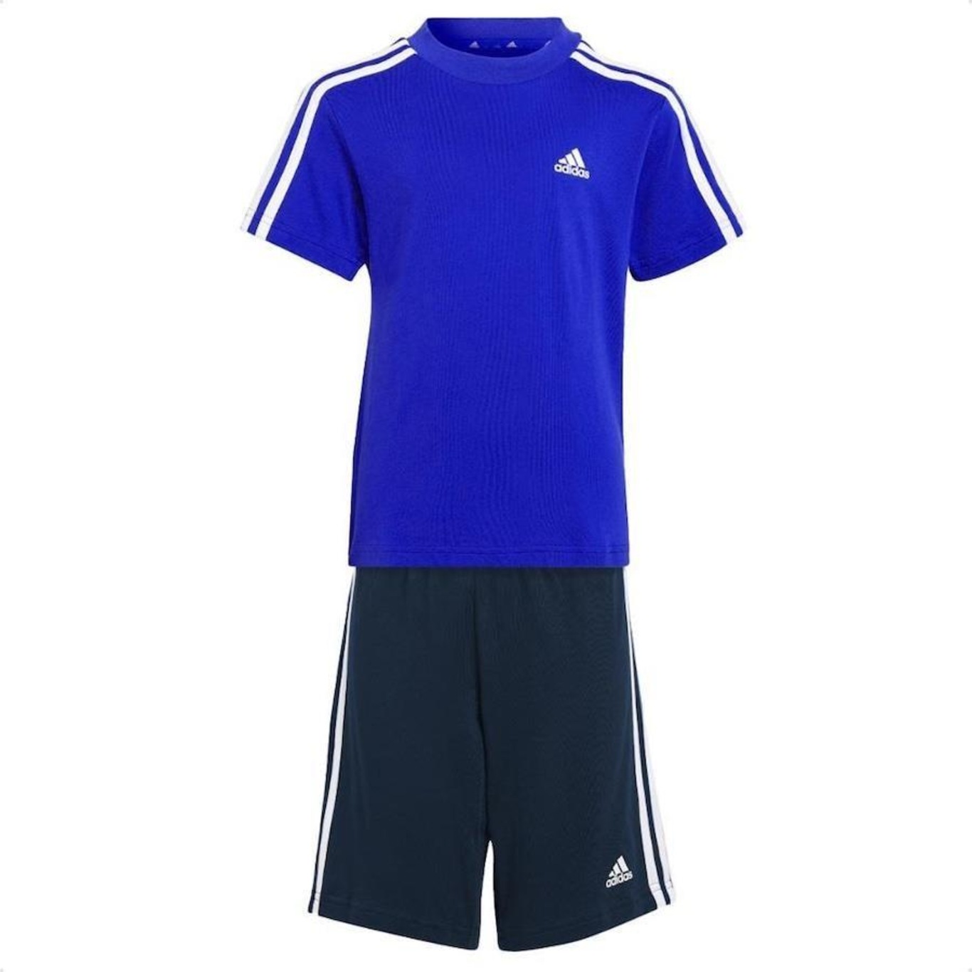 Conjunto adidas Essential 3 Listras Com Camisa E Calção - Infantil - Foto 3