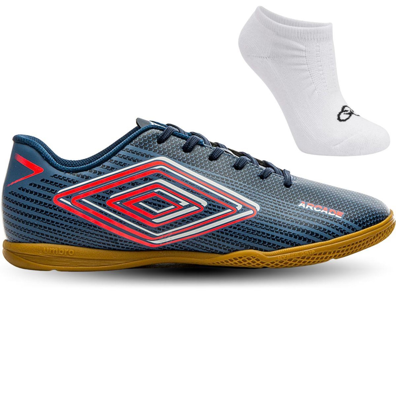 Chuteira Futsal Umbro Arcade + Meias - Adulto - Foto 1