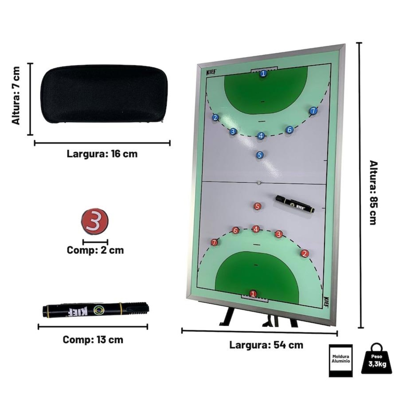 Quadro Tático Magnético Esportivo de Handebol Handball Com Tripé Kief