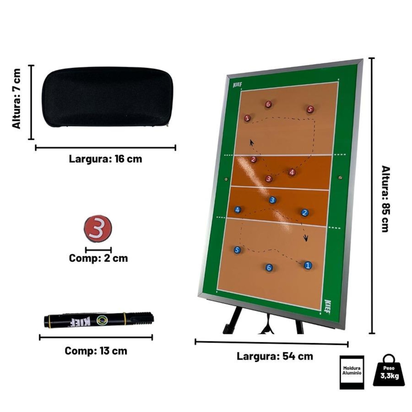 Quadro Tático Magnético Esportivo Vôlei Voleyball Com Tripé Kief - Foto 4