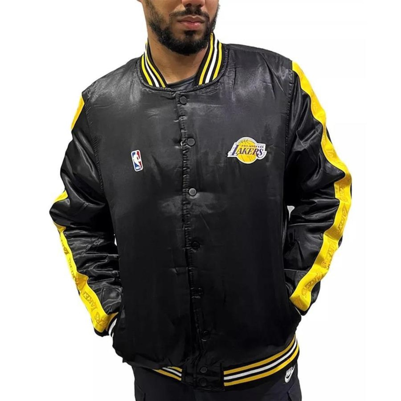 Jaqueta Puffer Los Angeles Lakers Nba Cetim - Masculina - Foto 1