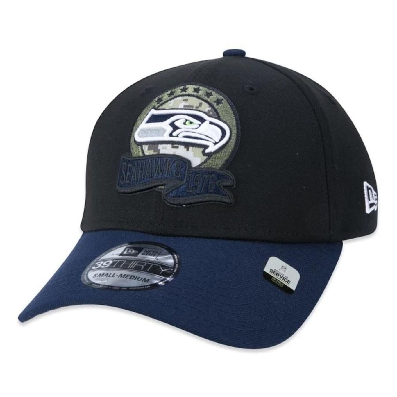 Boné New Era Seattle Seahawks 3930 Salute To Service - Fechado - Adulto - Foto 1