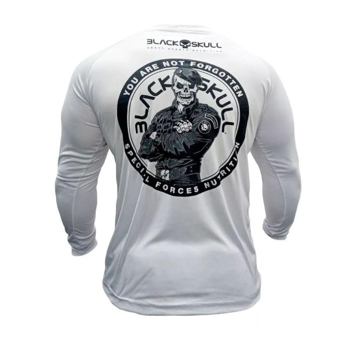 Camiseta Black Skull Manga Longa Dry Fit Soldado Bope - Masculina - Foto 2