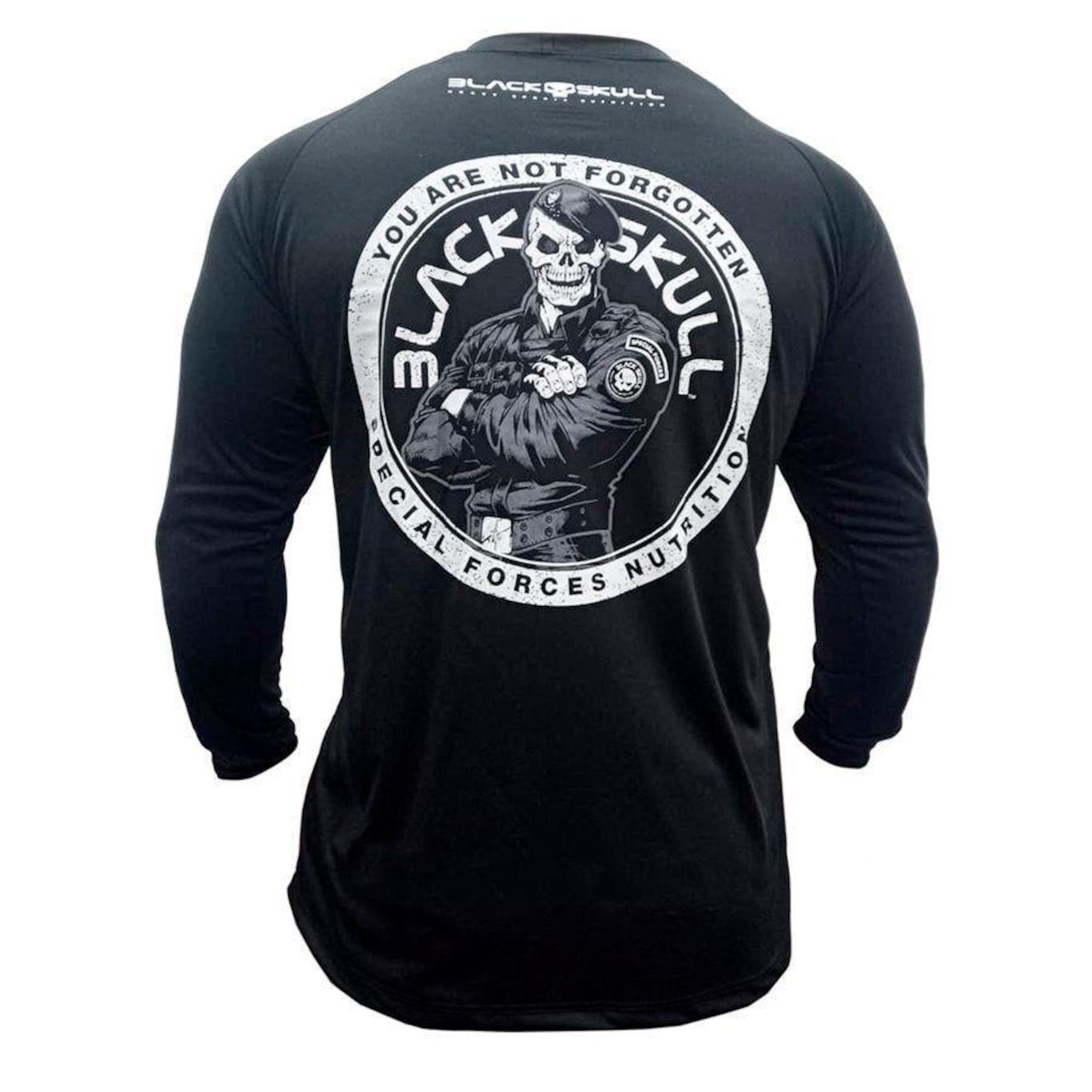 Camiseta Black Skull Manga Longa Dry Fit Soldado Bope - Masculina - Foto 3