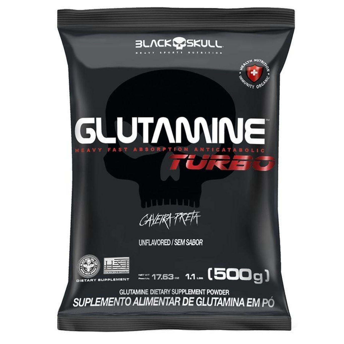 Glutamine Black Skull Turbo Refil - 500G - Foto 1