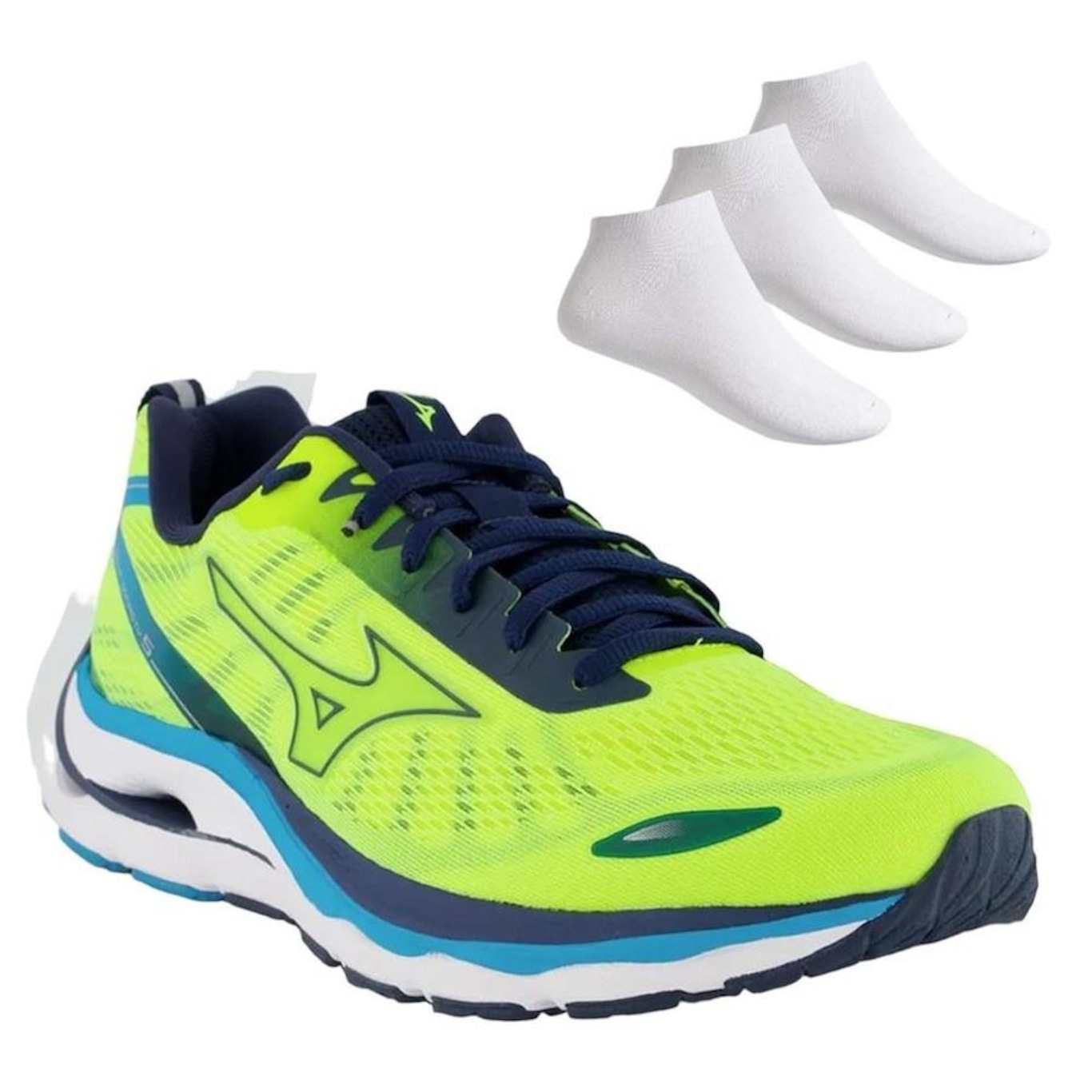 Kit Tênis Mizuno Wave Dynasty 5 + 3 Pares de Meias - Masculino - Foto 1