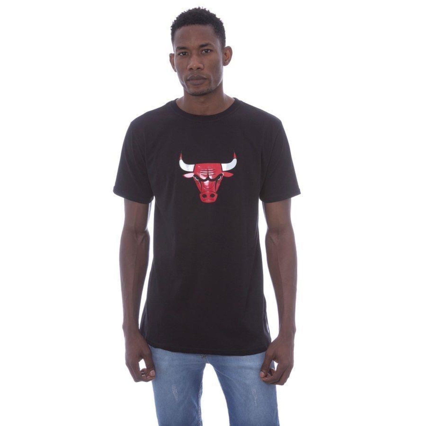 Camiseta NBA Estampada Vinil Chicago Bulls Casual - Masculina - Foto 1