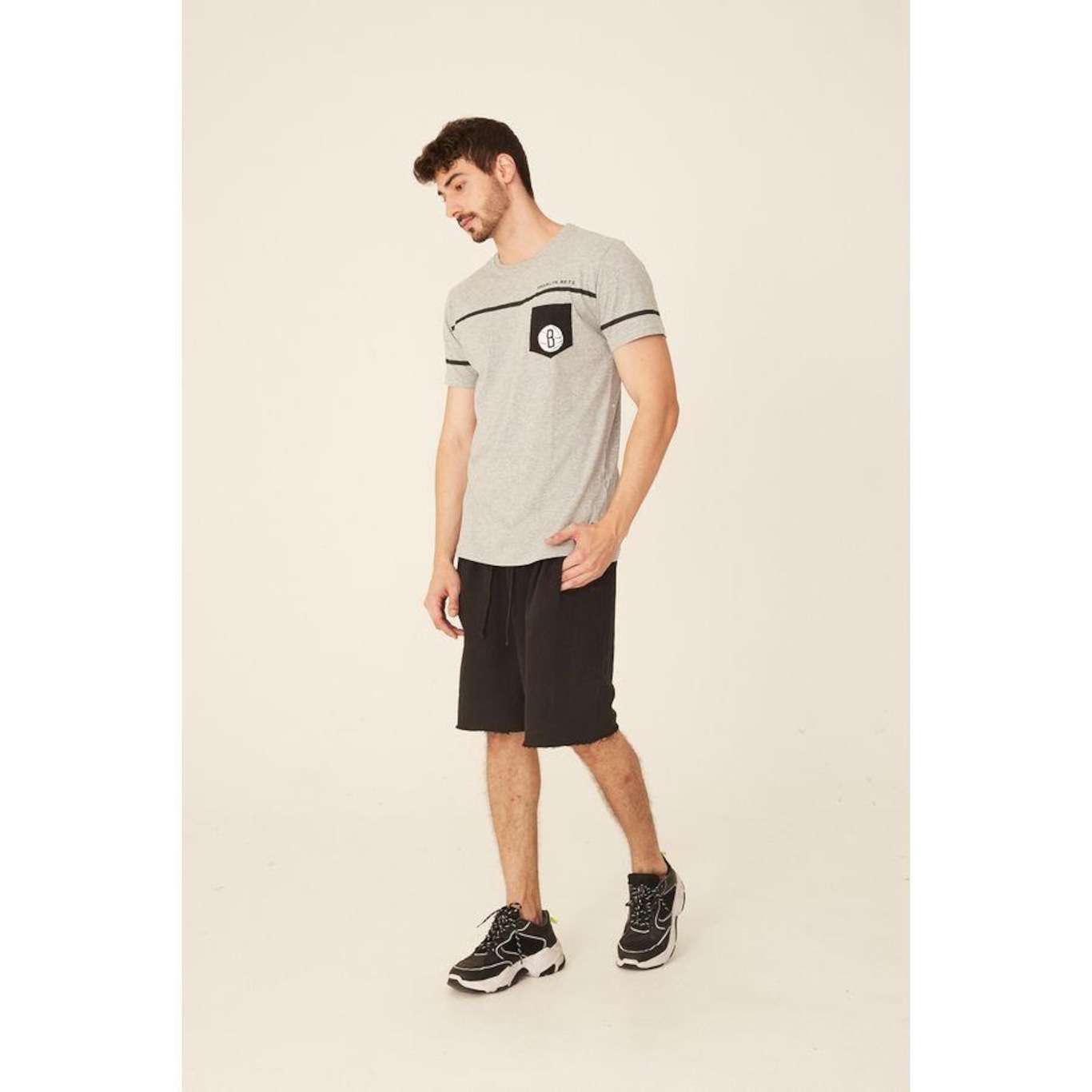 Camiseta NBA Estampada Pocket Brooklyn Nets Casual - Masculina - Foto 1