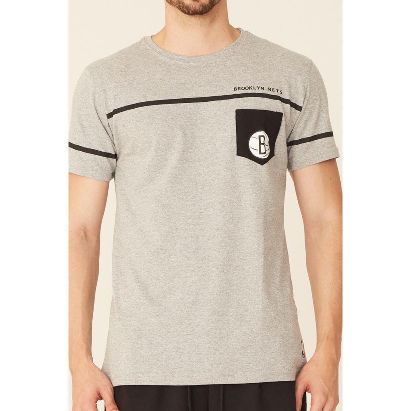 Camiseta NBA Estampada Pocket Brooklyn Nets Casual - Masculina - Foto 2