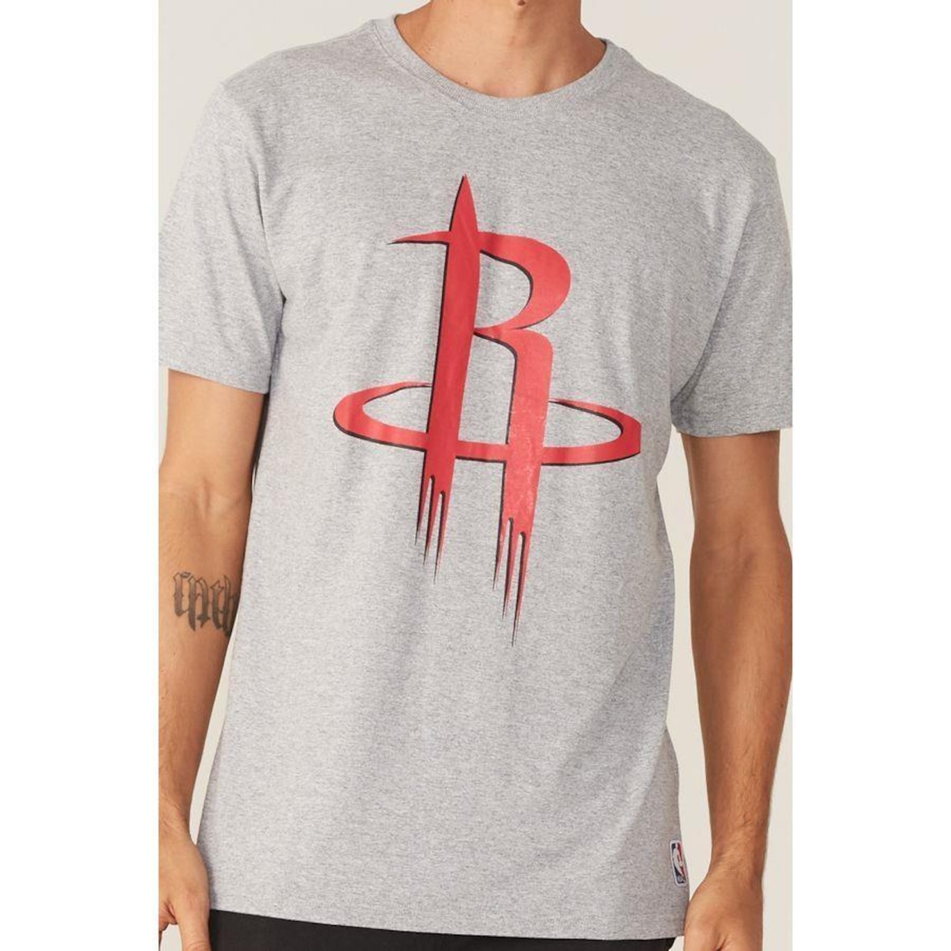 Camiseta NBA Estampada Big Logo Houston Rockets Casual - Masculina - Foto 1