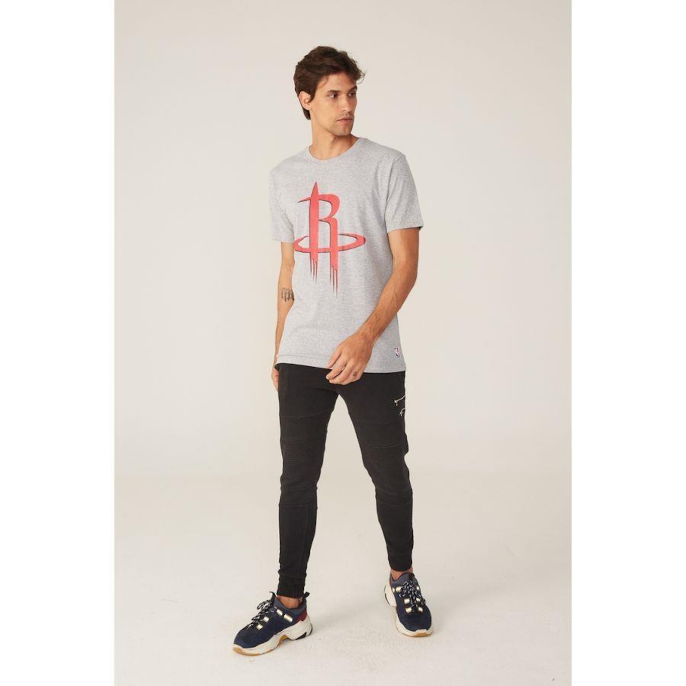 Camiseta NBA Estampada Big Logo Houston Rockets Casual - Masculina - Foto 2