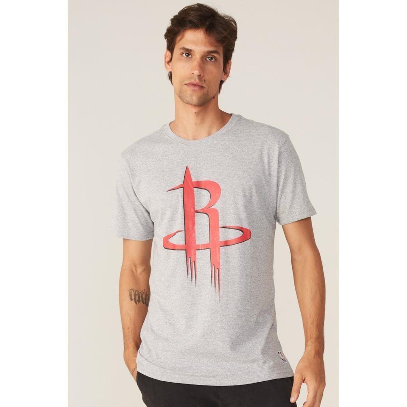 Camiseta NBA Estampada Big Logo Houston Rockets Casual - Masculina - Foto 4