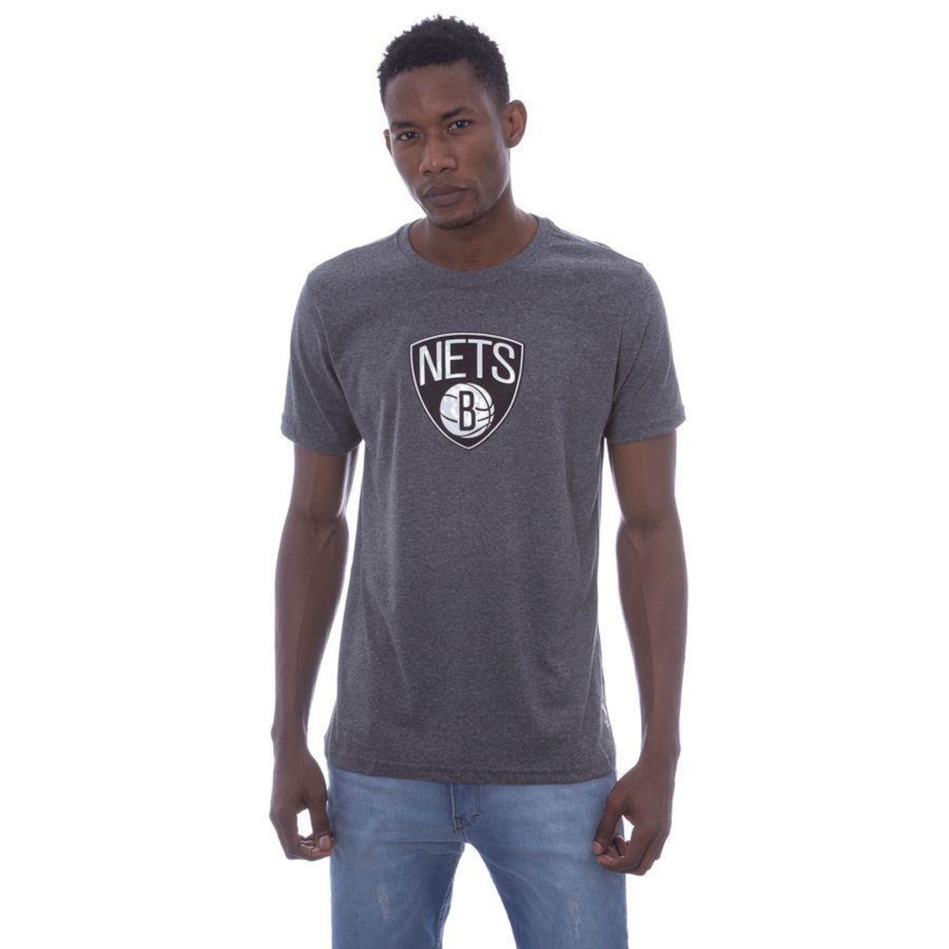 Camiseta NBA Estampada Vinil Brooklyn Nets Casual - Masculina - Foto 1