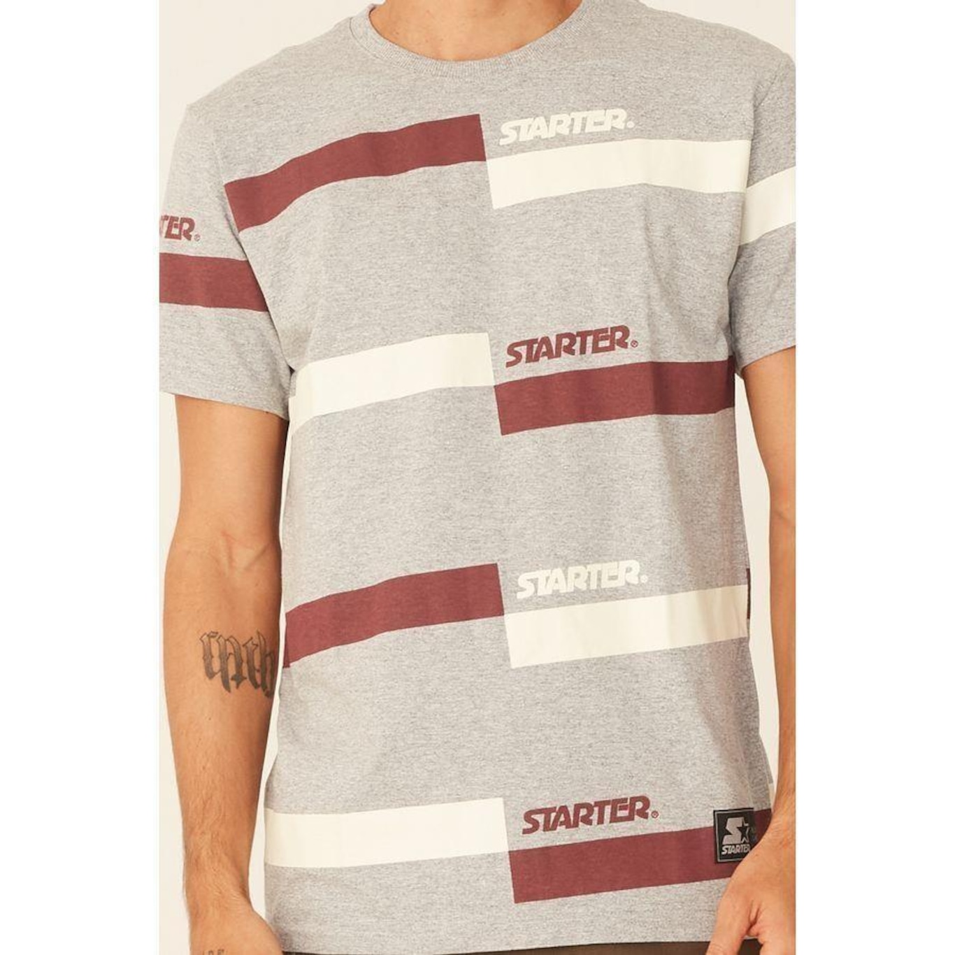 Camiseta Starter Estampada Cinza Mescla - Masculino - Foto 3