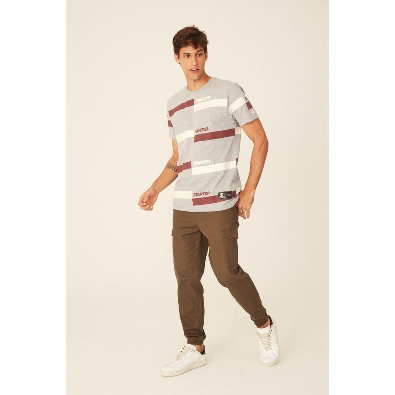 Camiseta Starter Estampada Cinza Mescla - Masculino - Foto 4