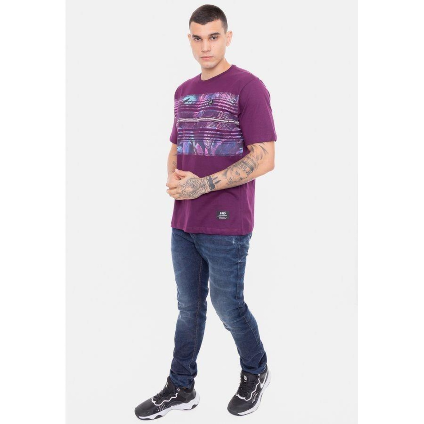 Camiseta HD Flower Texture - Masculina - Foto 1