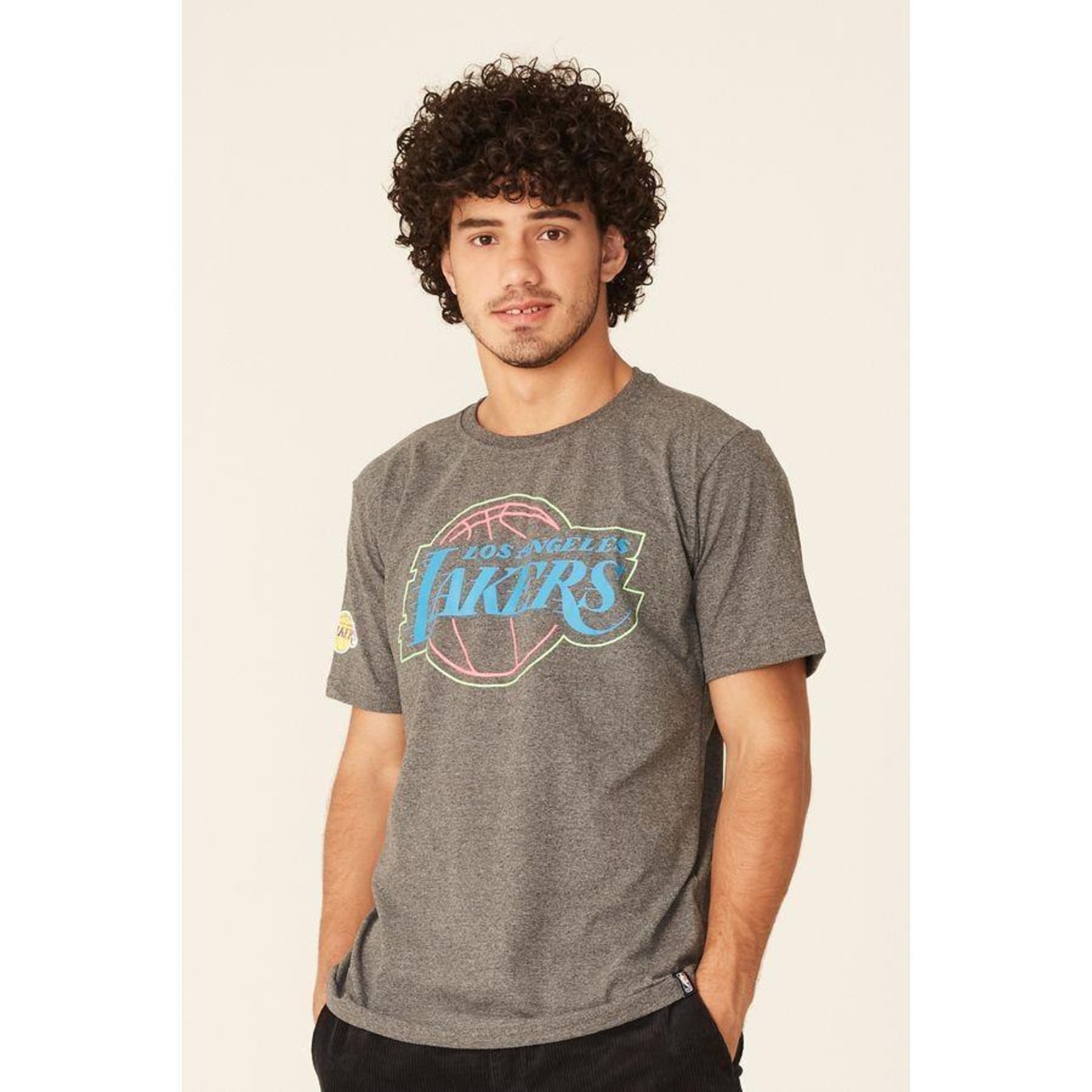 Camiseta NBA Estampada Los Angeles Lakers Casual - Masculina - Foto 3