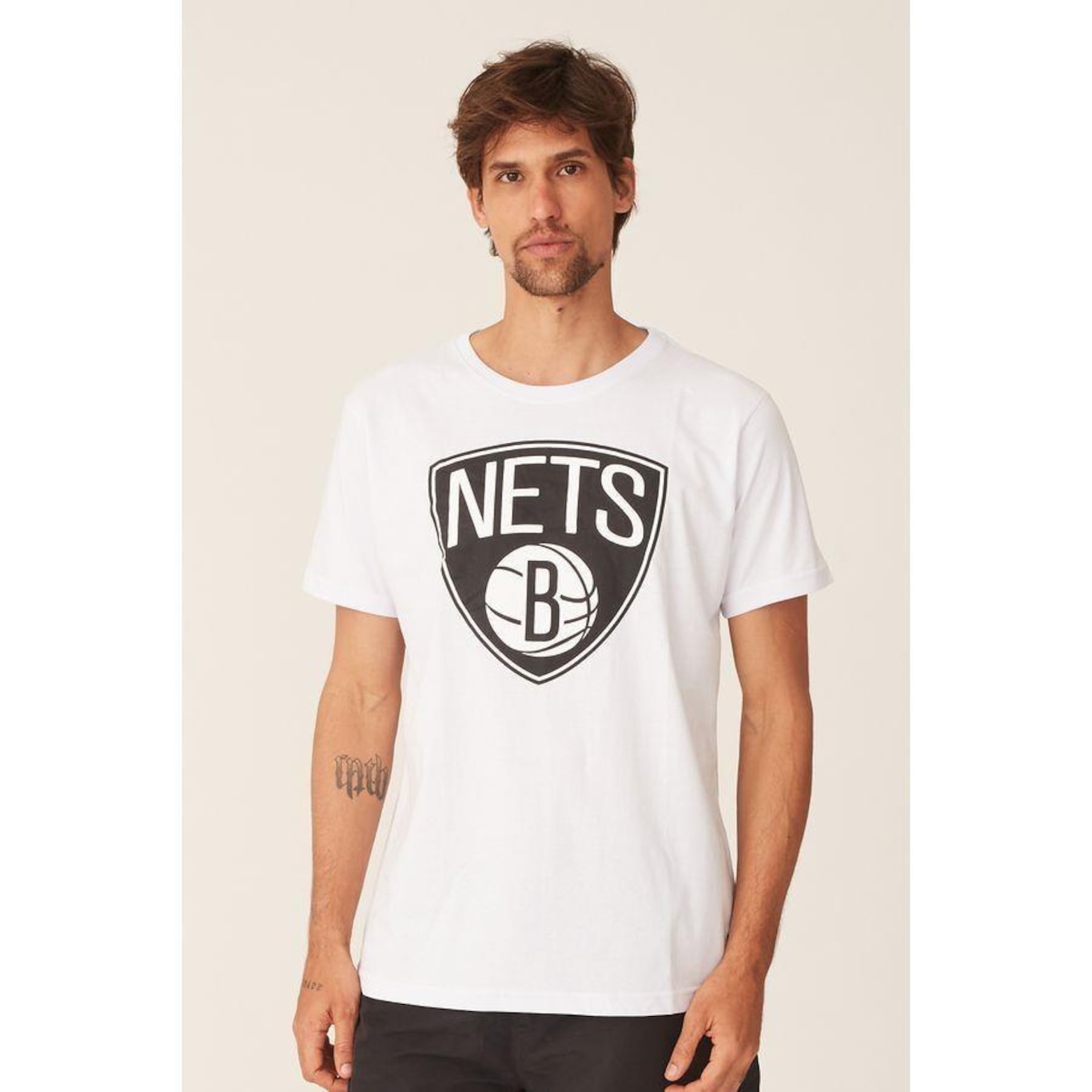 Camiseta NBA Estampada Big Logo Brooklyn Nets Casual - Masculina - Foto 1