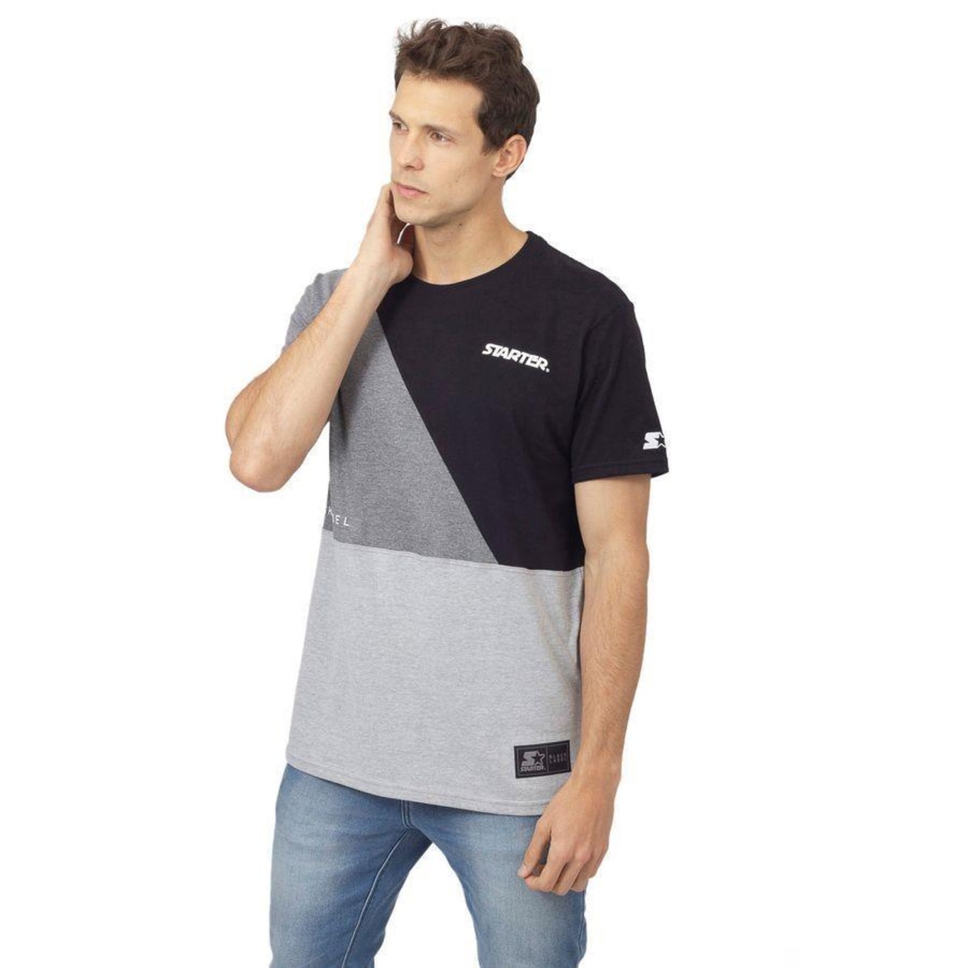 Camiseta Starter Especial Com Recortes Black Label Preta - Masculino - Foto 4