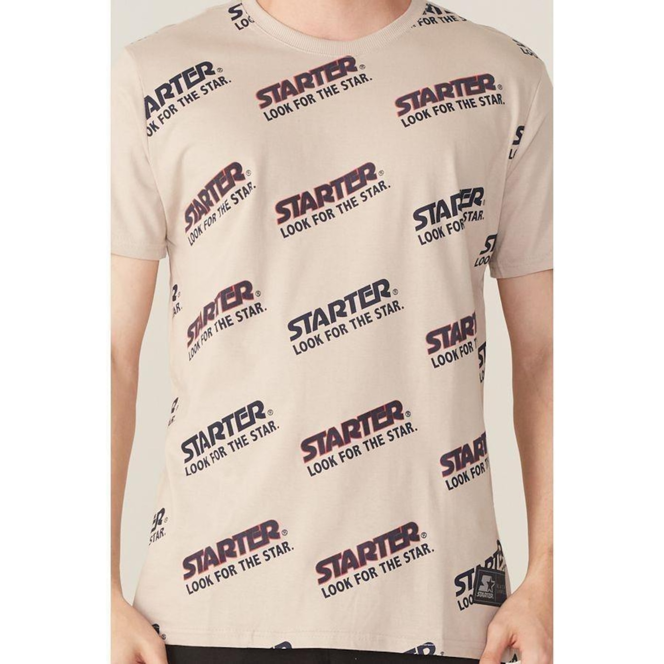 Camiseta Starter Estampada Black Label Look Fot The Star Bege - Masculino - Foto 2