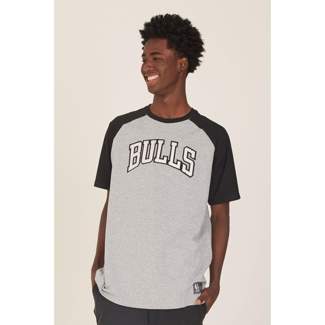 Camiseta Nba Raglan Estampada Chicago Bulls Casual Mescla - Masculina - Foto 3