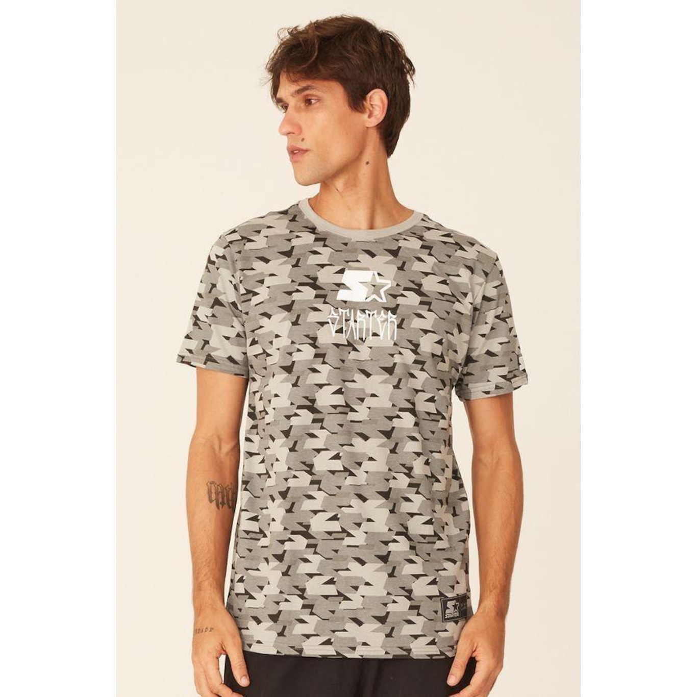 Camiseta Starter Especial Estampada Pixo Black Label Cinza - Masculino - Foto 1