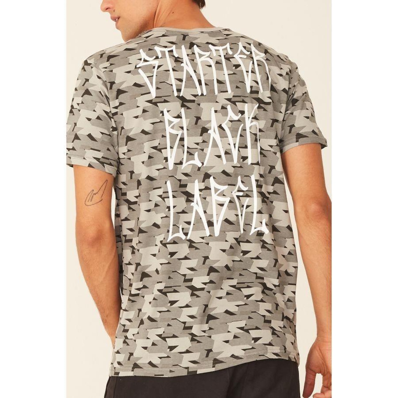 Camiseta Starter Especial Estampada Pixo Black Label Cinza - Masculino - Foto 5