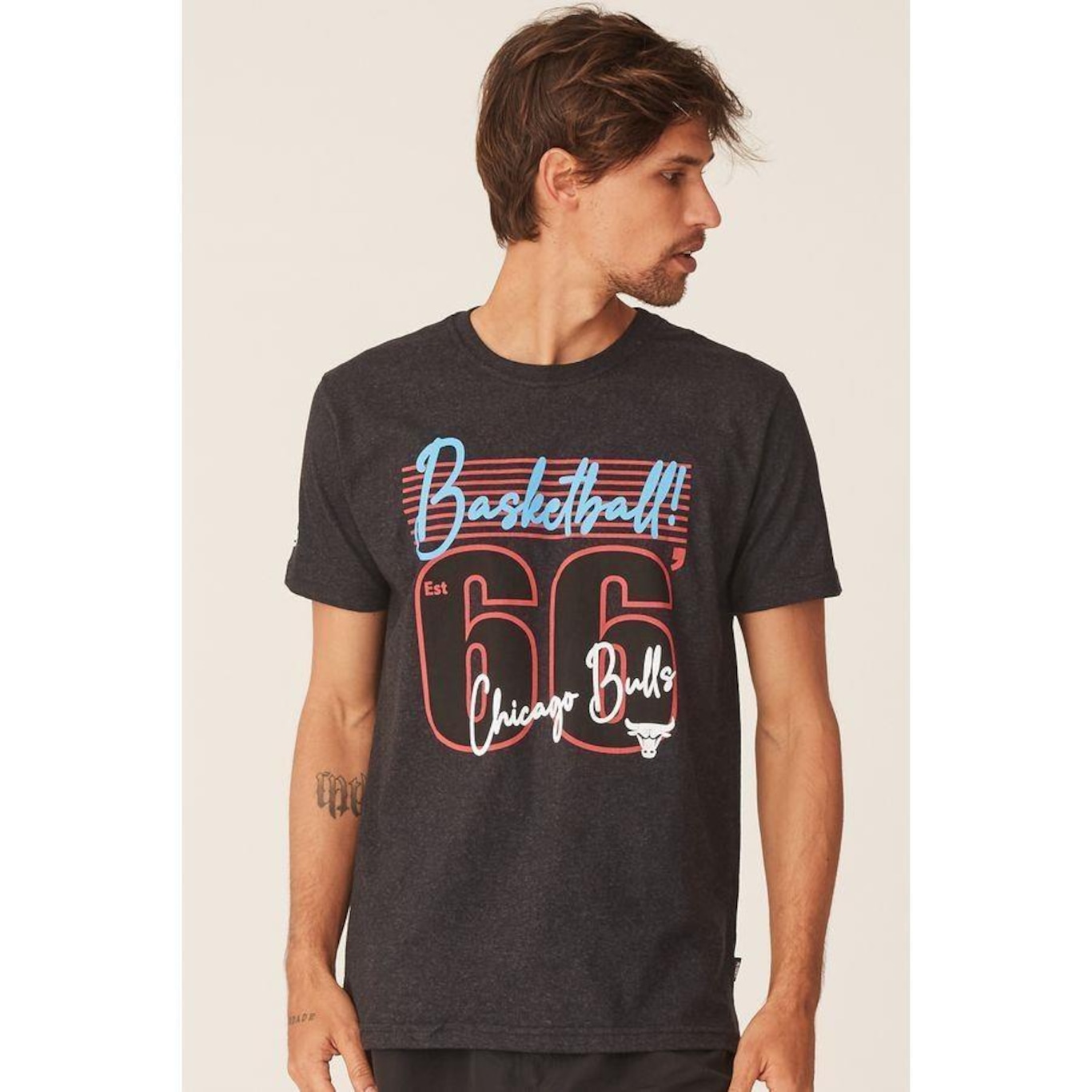 Camiseta NBA Estampada Chicago Bulls Casual - Masculina - Foto 1