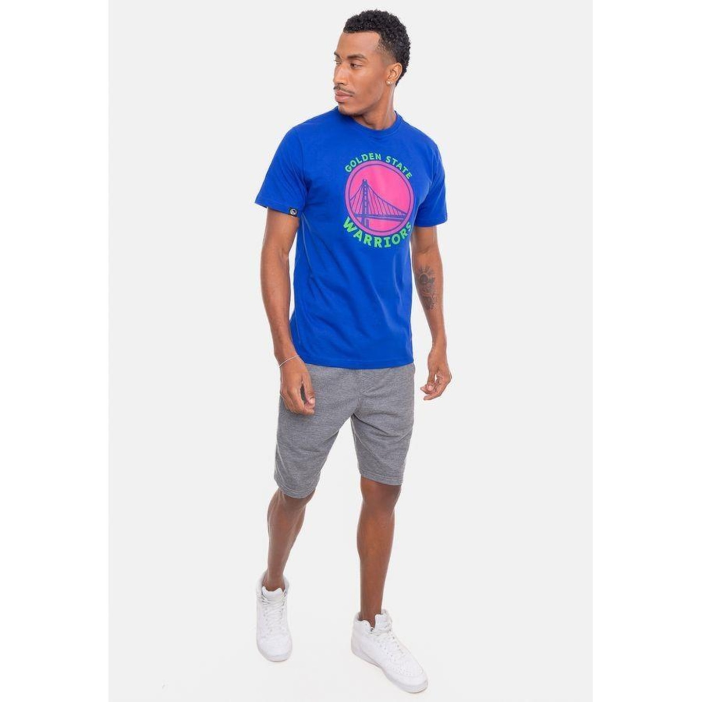 Camiseta Nba Neon Colors Golden State Warriors - Masculina - Foto 2