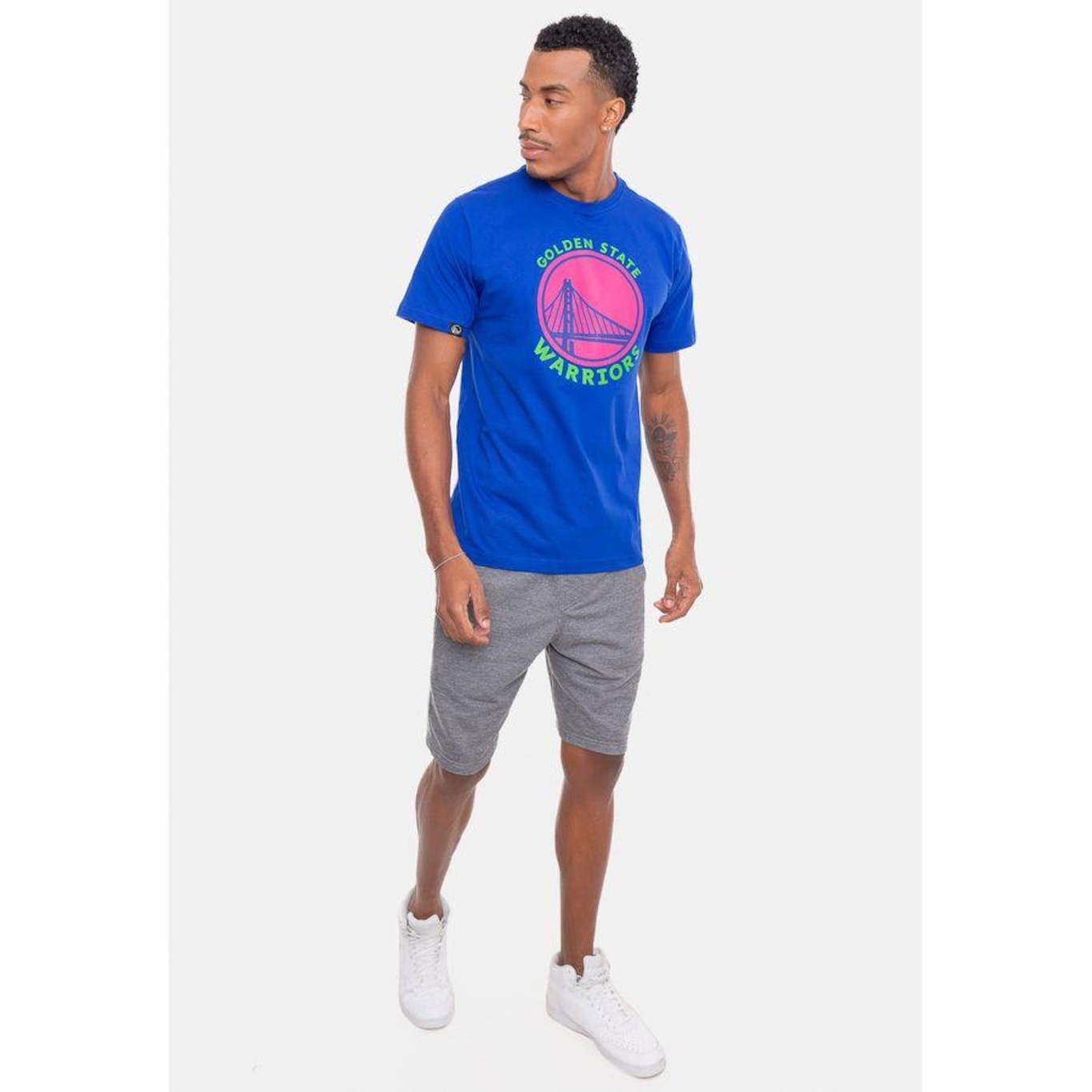 Camiseta Nba Neon Colors Golden State Warriors - Masculina - Foto 5