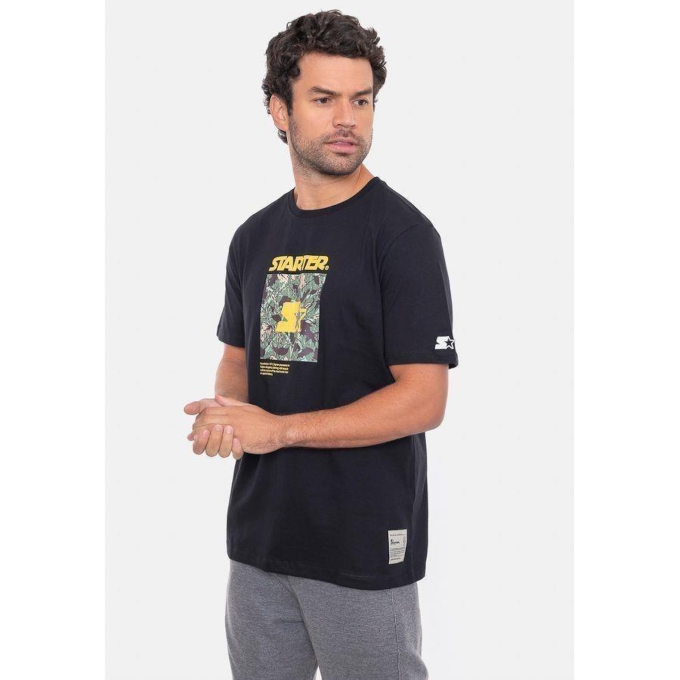 Camiseta Starter Estampada Folhagem Preta - Masculino - Foto 2