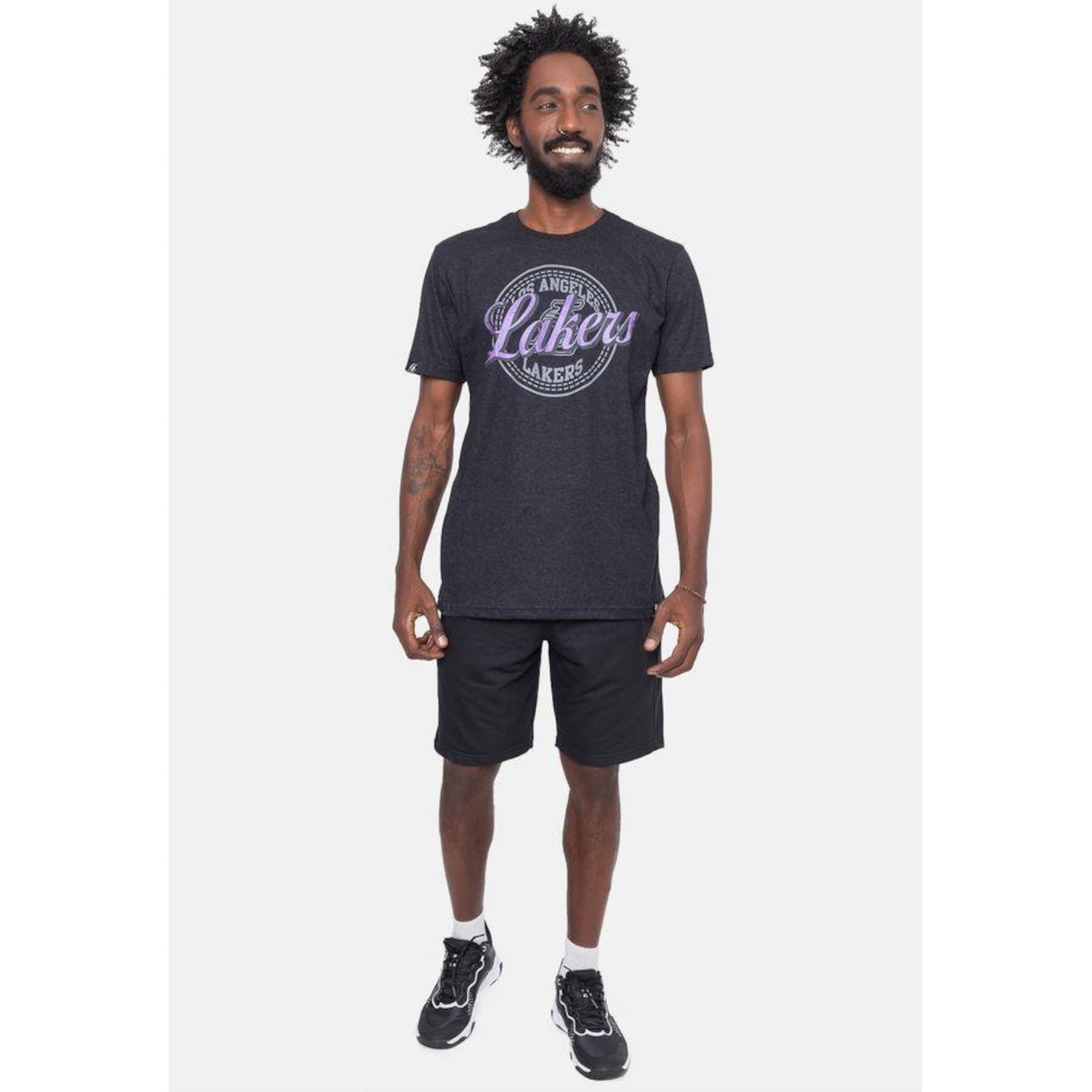 Camiseta NBA Metal Team Los Angeles Lakers - Masculina - Foto 4