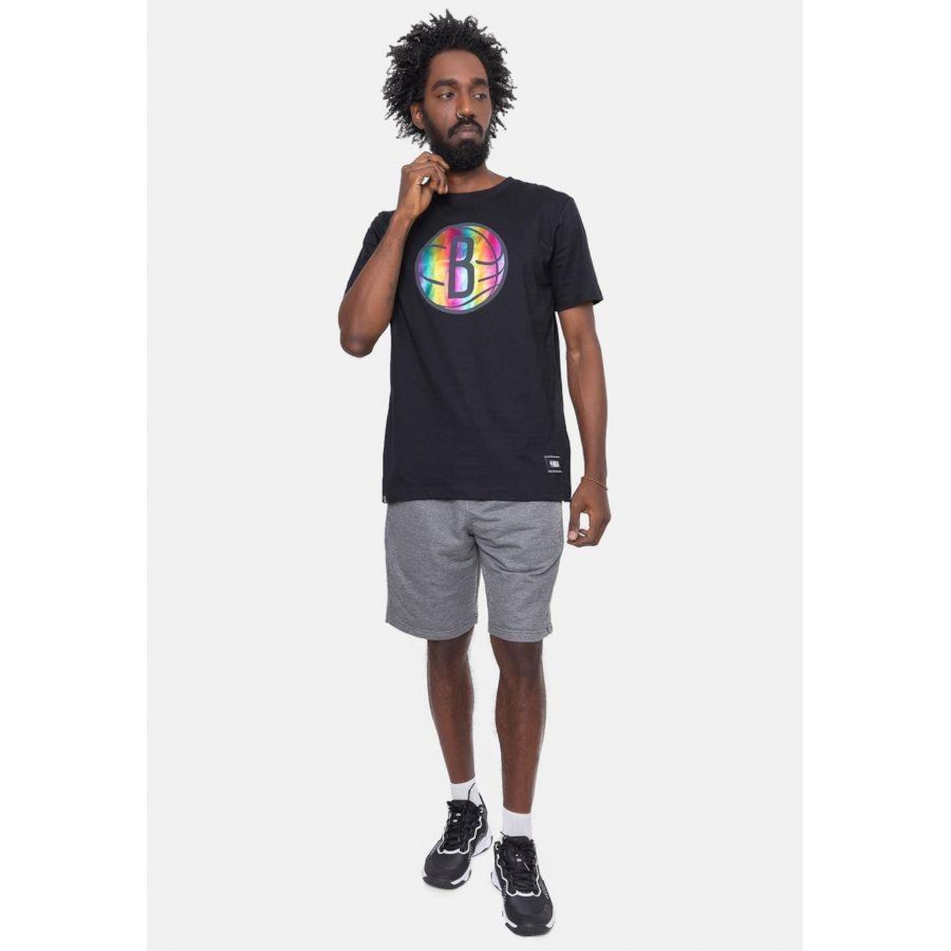 Camiseta Nba Rainbow Logo Brooklyn Nets - Masculina - Foto 1