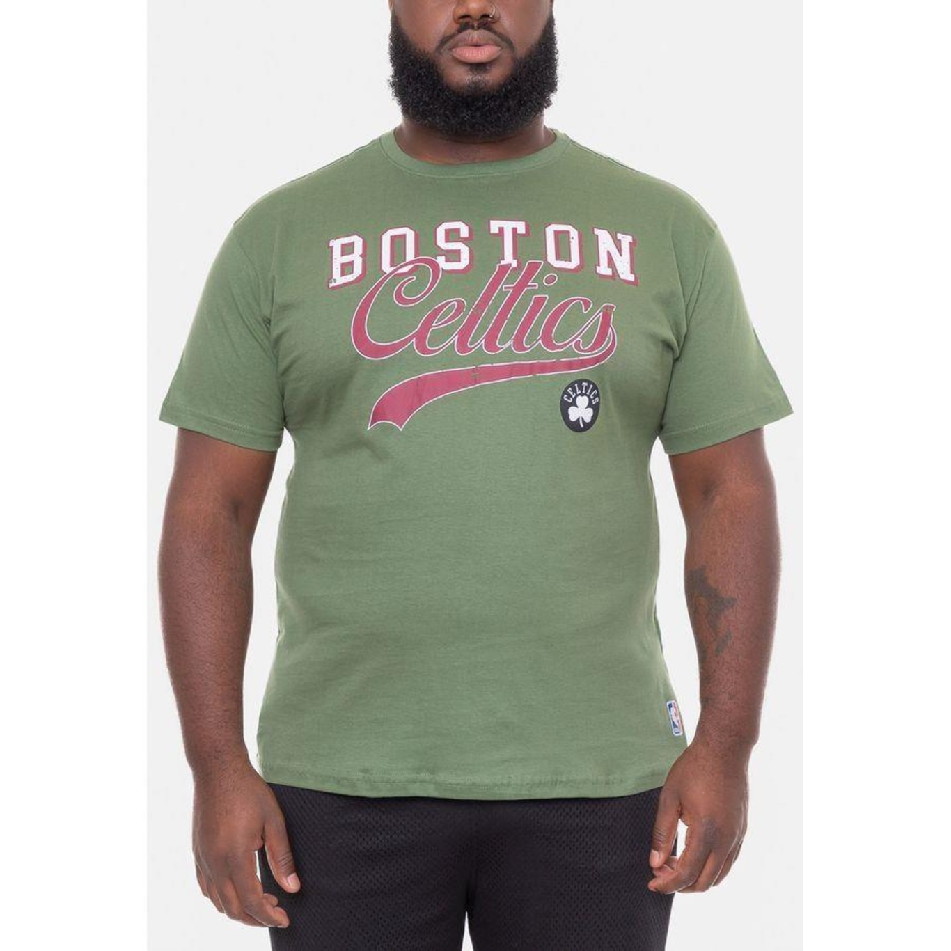 Camiseta Nba Plus Size College Logo Boston Celtics Militar - Masculina - Foto 3