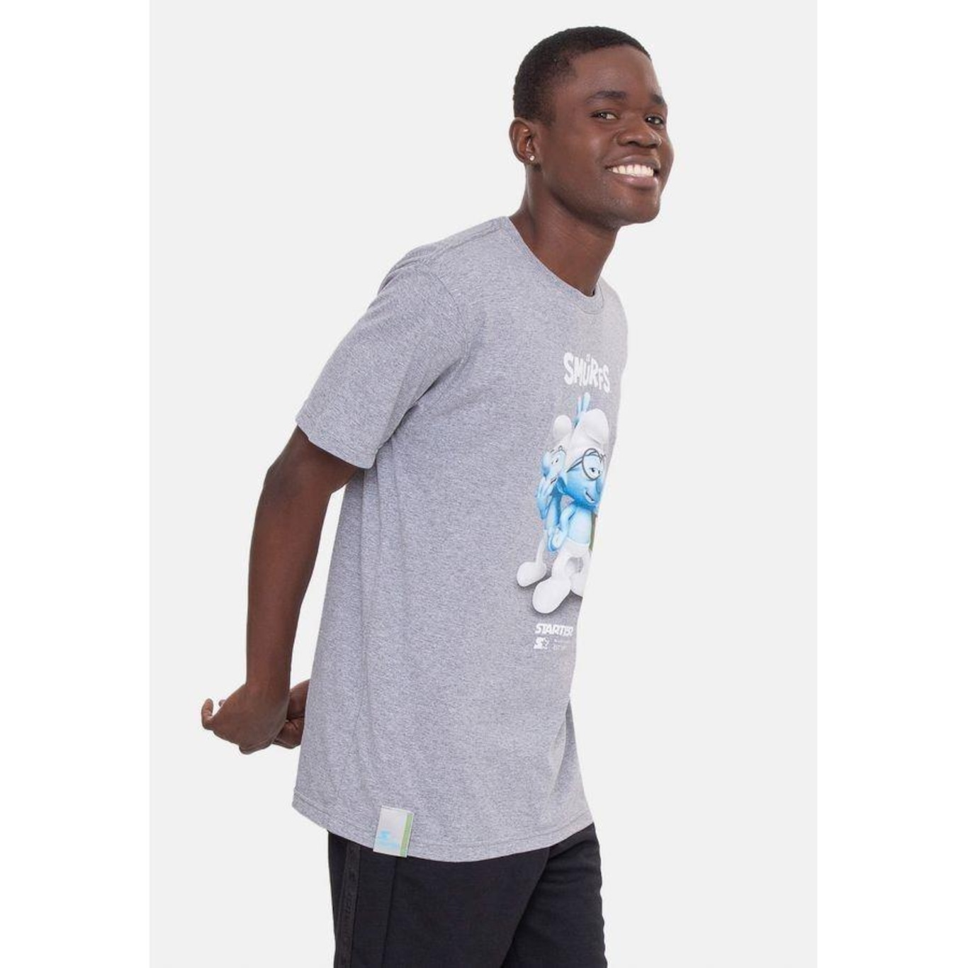 Camiseta Starter Collab Smurfs 3D - Masculina - Foto 3