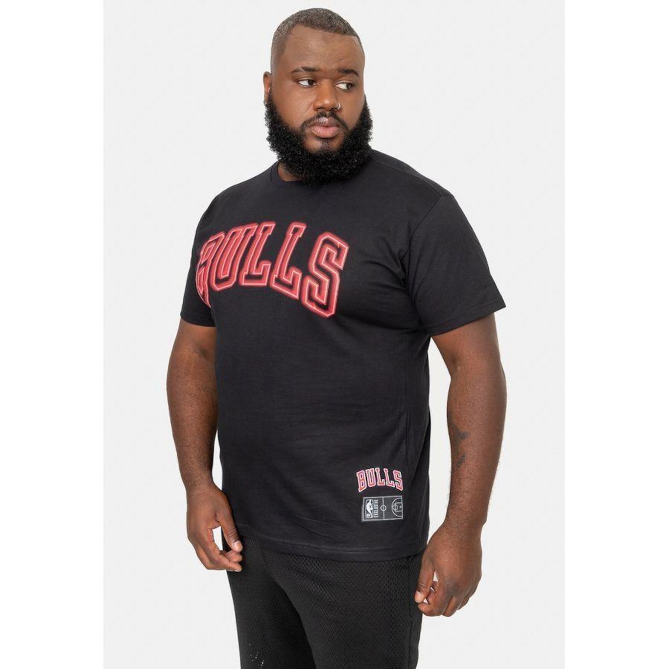 Camiseta Nba Plus Size Blur Logo Chicago Bulls Preta - Nba - Foto 4