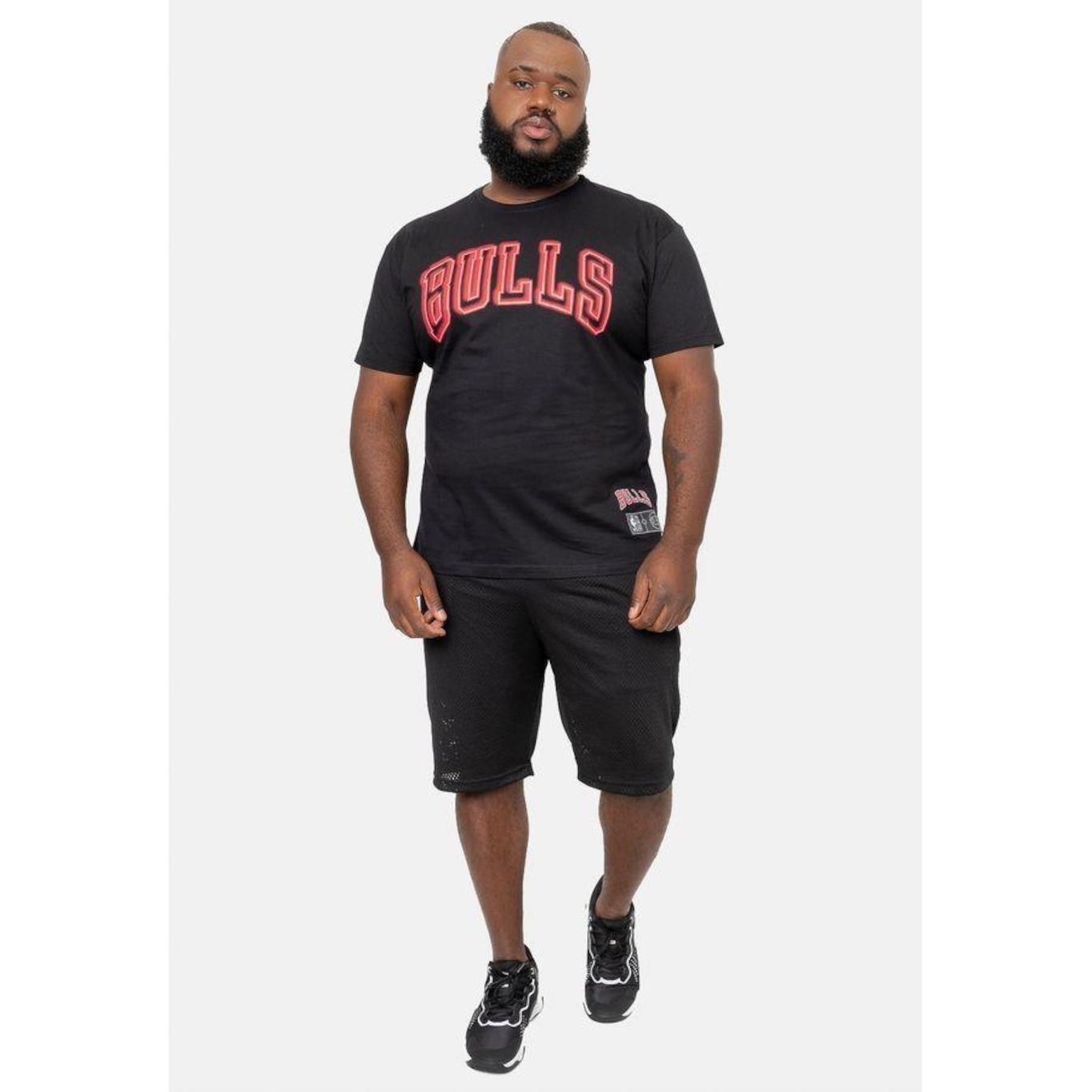 Camiseta Nba Plus Size Blur Logo Chicago Bulls Preta - Nba - Foto 5