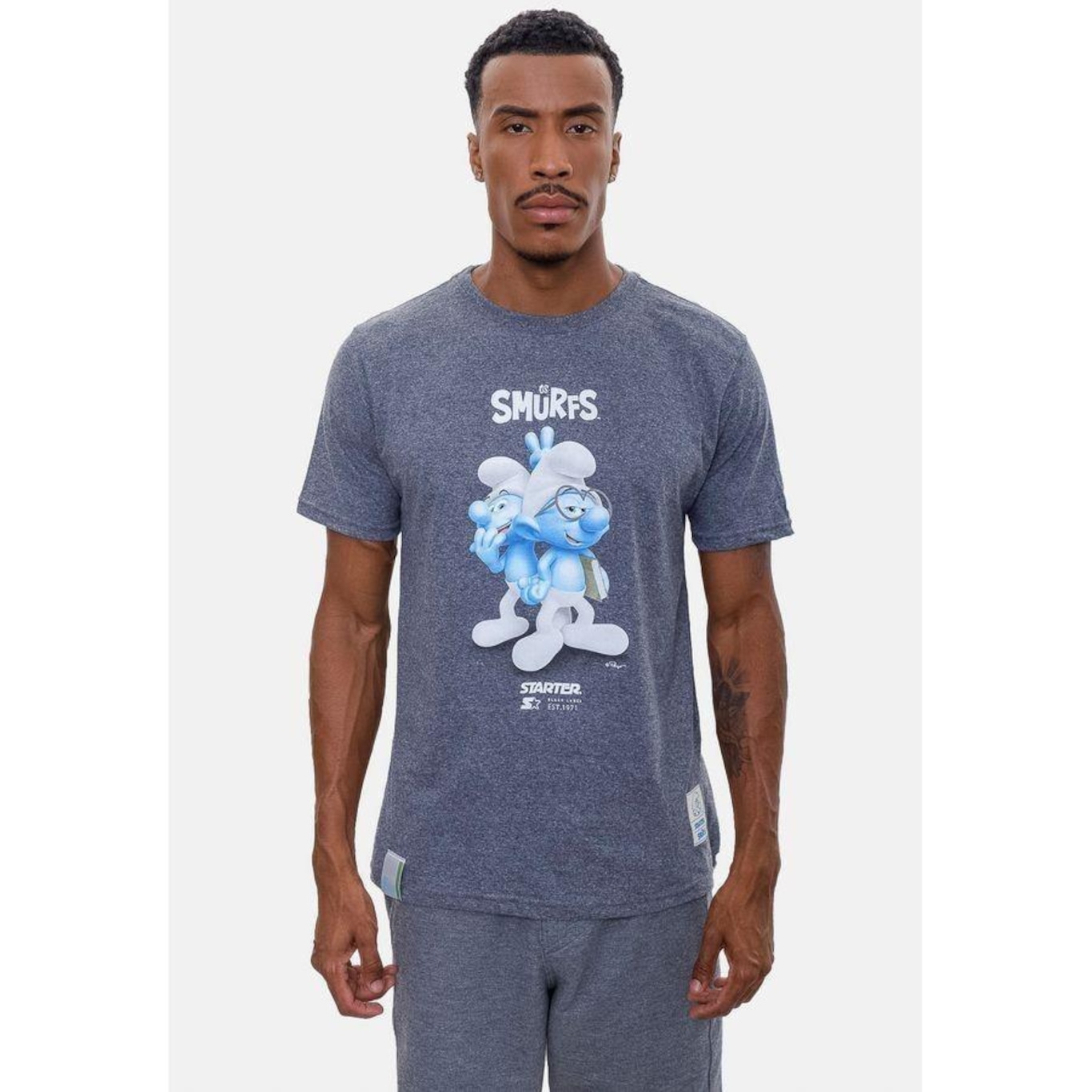 Camiseta Starter Collab Smurfs 3D - Masculina - Foto 1