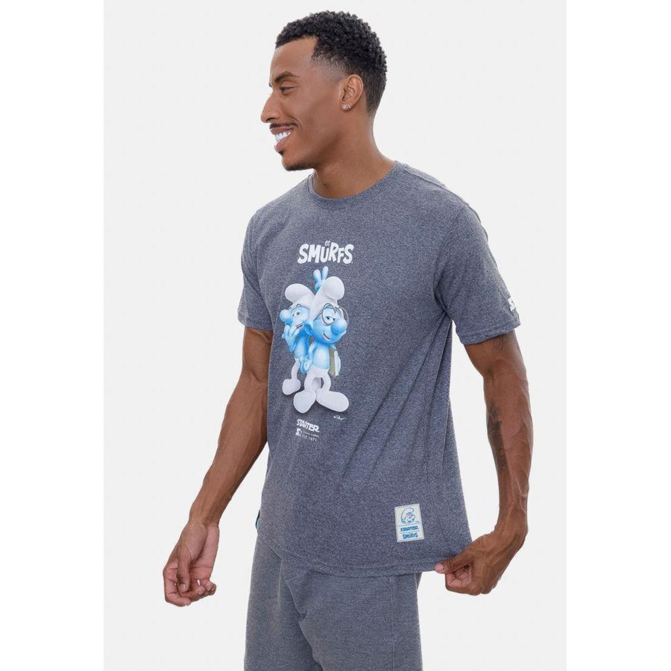 Camiseta Starter Collab Smurfs 3D - Masculina - Foto 4