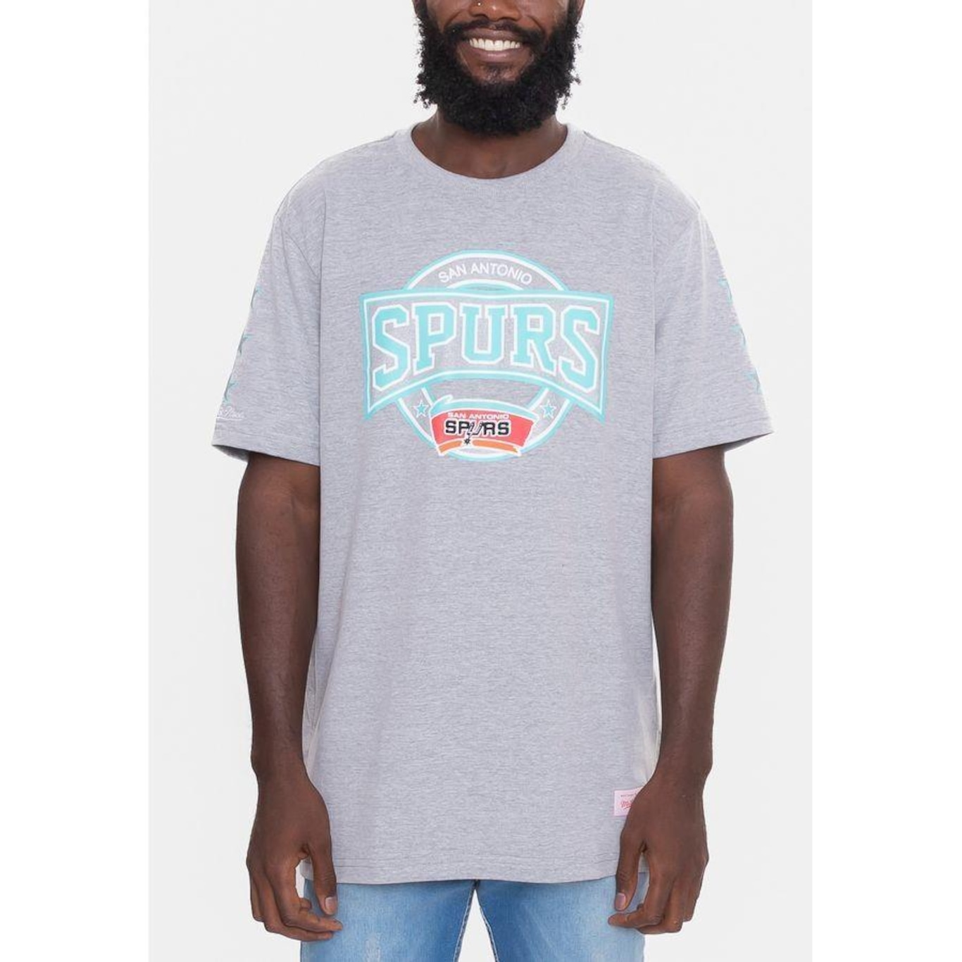 Camiseta Mitchell & Ness Team Star San Antonio Spurs - Masculina - Foto 1